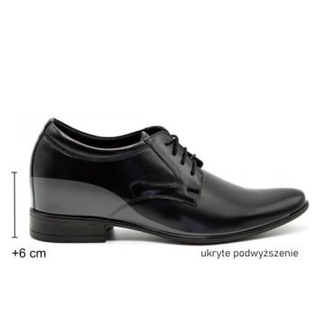 Buty męskie wizytowe skórzane P11 podwyższające +6 cm czarne 41