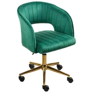 Fotele i krzesła biurowe - Beliani Krzesło obrotowe KATONAH Welur Zielony - miniaturka - grafika 1