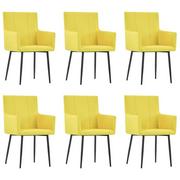 Krzesła - vidaXL Krzesła stołowe z podłokietnikami, 6 szt., żółte, obite tkaniną - miniaturka - grafika 1