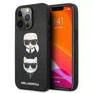 Etui i futerały do telefonów - Karl Lagerfeld Obudowa dla telefonów komórkowych Saffiano Karl and Choupette Heads na Apple iPhone 13 Pro KLHCP13LSAKICKCBK) Czarne - miniaturka - grafika 1