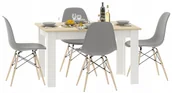 Stoły z krzesłami - Zestaw Do Biały Jadalni Stół + Dąb Sonoma I 4 Szare Krzesła T5-E54 - miniaturka - grafika 1
