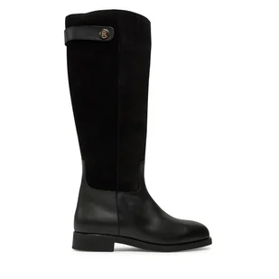 Kozaki Tommy Hilfiger Th Stud Leather Mix Long Boot FW0FW08341 Czarny - Kozaki damskie - miniaturka - grafika 1