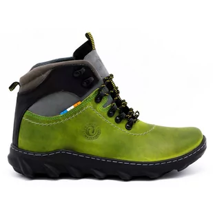 Trzewiki męskie zimowe skórzane 150GT zielone - Buty Olivier - Buty trekkingowe męskie - miniaturka - grafika 1