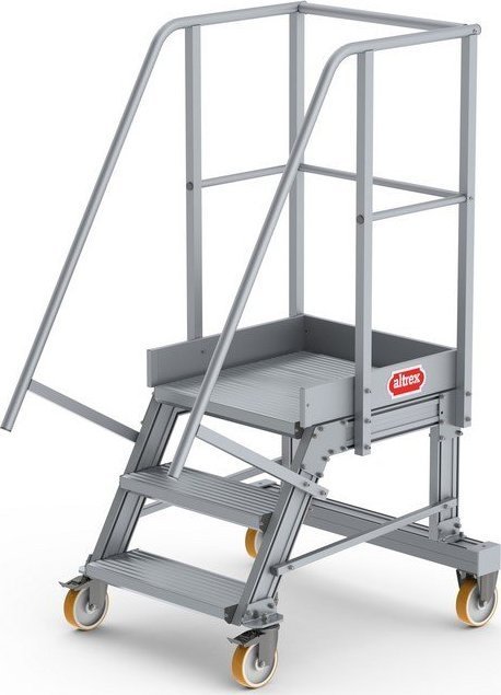 Lero Aluminiowy podest roboczy jezdny wys. 74 cm, 3 stopnie, 4 koła