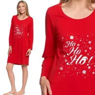 Bielizna nocna - ŚWIĄTECZNA CZERWONA KOSZULA NOCNA DAMSKA DŁUGI RĘKAW BAWEŁNIANA MORAJ 3XL RED - miniaturka - grafika 1