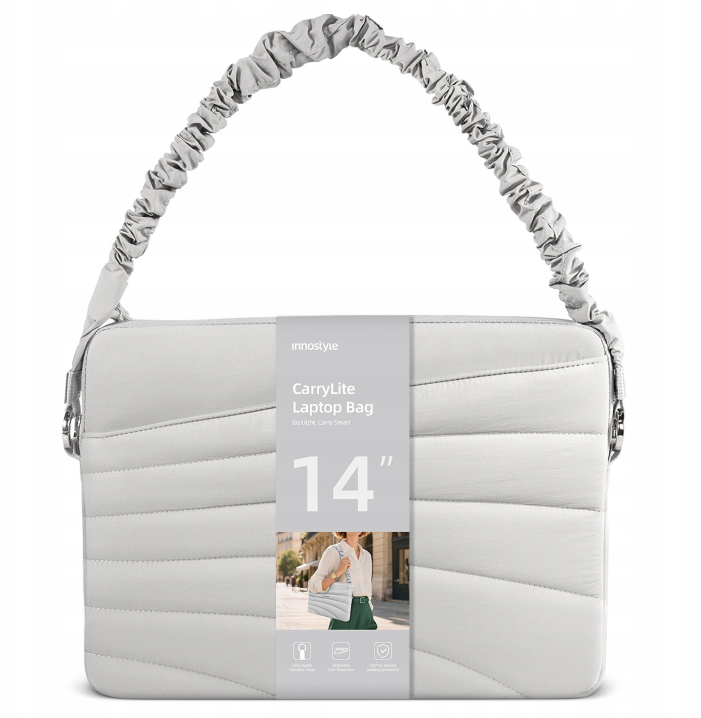Torba Innostyle INNOSTYLE TORBA NA LAPTOPA 13 14 WODOODPORNA CARRYLITE ELASTIC STRAP SZARA