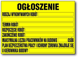 Bioz Tablica Pcv Informacyjna Budowlana Ogłoszenie - Akcesoria BHP - miniaturka - grafika 1