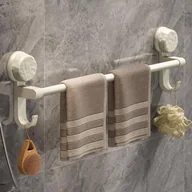 Wieszaki łazienkowe - Wieszak na ręczniki z przyssawką, łazienkowy, bez wiercenia, kość słoniowa, 50 cm - miniaturka - grafika 1