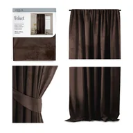 Zasłony - Zasłona VELVET kolor brązowy styl klasyczny taśma velvet 140x270 ameliahome - CURT/AH/VELVET/PLEAT/D.BROWN/140X270/1PC - miniaturka - grafika 1