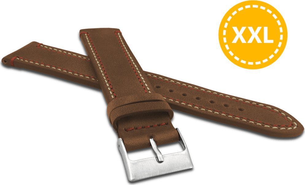 Lavvu LAVVU XXL Podwójnie szyty brązowy pasek SPORT z luksusowej skóry Top Grain - 20 XXL