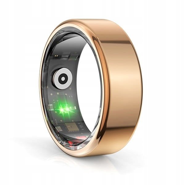 Smart Ring złota, tętno, saturacja, monitor snu, aktywność, roz 11, Powerto