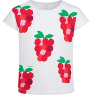 Bluzki dla dziewczynek - T-shirt z krótkim rękawem dla dziewczynki, z malinami, biały 3-8 lat - miniaturka - grafika 1