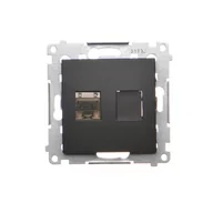 Gniazdka elektryczne - Kontakt Simon Simon 54 Gniazdo komputerowe pojedyncze RJ45 kategoria 6 ekranowane z przesłoną przeciwkurzową (moduł) czarny mat D61E.01/49 D61E.01/49 - miniaturka - grafika 1