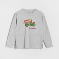 Koszulki dla chłopców - Reserved - Świąteczny longsleeve oversize - Jasny szary - miniaturka - grafika 1