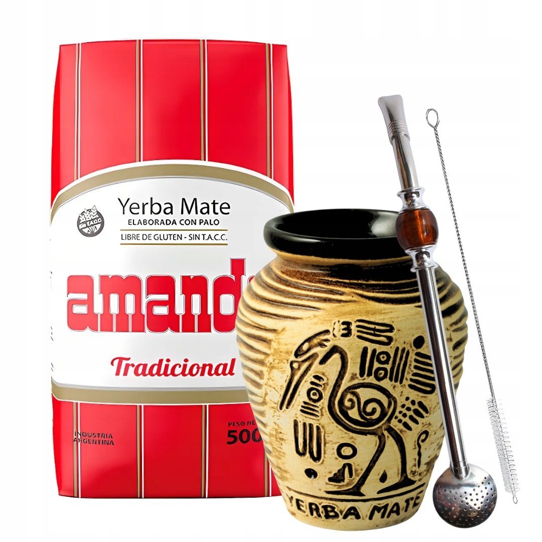 Zestaw Yerba Mate Amanda Elaborada Tradicional + Matero Bombilla