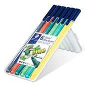 Kredki, ołówki, pastele i pisaki - Staedtler, Flamastry triplus DINO, 1 mm, 6 kolorów, w etui - miniaturka - grafika 1