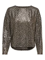 Koszulki i topy damskie - ONLY Women's ONLELIN 3/4 Shine TOP JRS T-Shirt, Phantom/AOP: Gold Leo, S - miniaturka - grafika 1