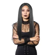 Dodatki do strojów karnawałowych - Długa peruka czarna - miniaturka - grafika 1