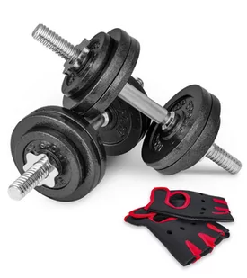 Hop-Sport Hantle żeliwne z rękawiczkami, 2x15 kg - Hantle i ciężarki - miniaturka - grafika 1