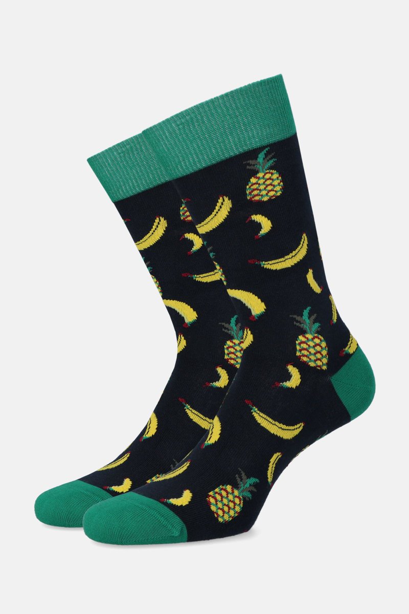 Skarpety Granatowo-Zielone w Owoce