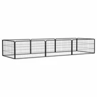 Sprzęt podróżny i transportery dla psów - vidaXL Kojec dla psa, 8 panele, czarny, 100x50 cm, stal - miniaturka - grafika 1