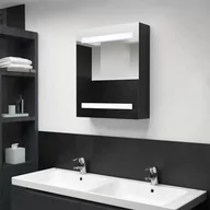 Szafki RTV - Szafka łazienkowa z lustrem i LED, czarna, 50x14x60 cm - miniaturka - grafika 1