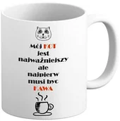Gadżety dla niej i dla niego - Kubek Mój Kot Jest Najważniejszy Ale Najpierw Musi Być Kawa - miniaturka - grafika 1
