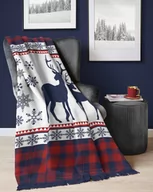 Pozostałe akcesoria świąteczne - Detexpol koc bawełniany 150x200 świąteczny wzór renifery - miniaturka - grafika 1