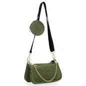 Torebki damskie - Modne Torebki Skórzane Listonoszki 2w1 włoskiej firmy Vittoria Gotti Zielona - miniaturka - grafika 1