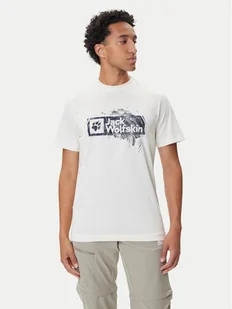 Jack Wolfskin T-Shirt Brand T A64116 Écru Regular Fit - Koszulki męskie - miniaturka - grafika 1