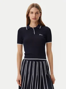 Guess Polo V5GP00Z3D60 Granatowy Slim Fit - Koszulki sportowe damskie - miniaturka - grafika 1