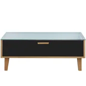 Ławy i stoliki kawowe - Stolik kawowy Frisk 90 cm z przeszklonym blatem, czarny - miniaturka - grafika 1