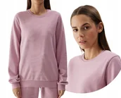 Bluzy damskie - Klasyczna bluza dresowa nierozpinana bez kaptura damska 4F 4FWSS24TSWSF0954-56S Różowy - miniaturka - grafika 1