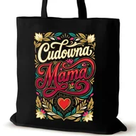 Torby i wózki na zakupy - Torba bawełniana dla MAMY czarna na ramię śmieszna prezent zakupowa - miniaturka - grafika 1