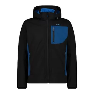 CMP męska kurtka Softshell z odpinanym kapturem, Czarno-Petrol, 46 - Kurtki męskie - miniaturka - grafika 1