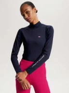 Koszulki jeździeckie - Tommy Hilfiger Equestrian Golf damski HIGH NECK LONG SLEEVE - desert sky - miniaturka - grafika 1