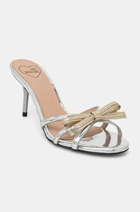 Love Moschino klapki damskie kolor srebrny na szpilce JA28036G1MJE190A - Klapki i japonki damskie - miniaturka - grafika 1