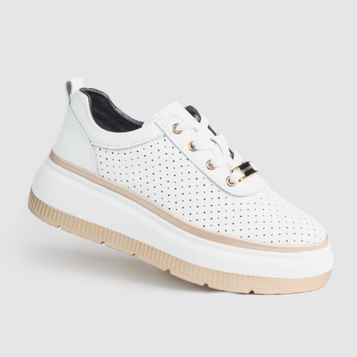 Półbuty damskie skóra naturalna ażurek GOODIN GD-XF-178 białe lekkie 36