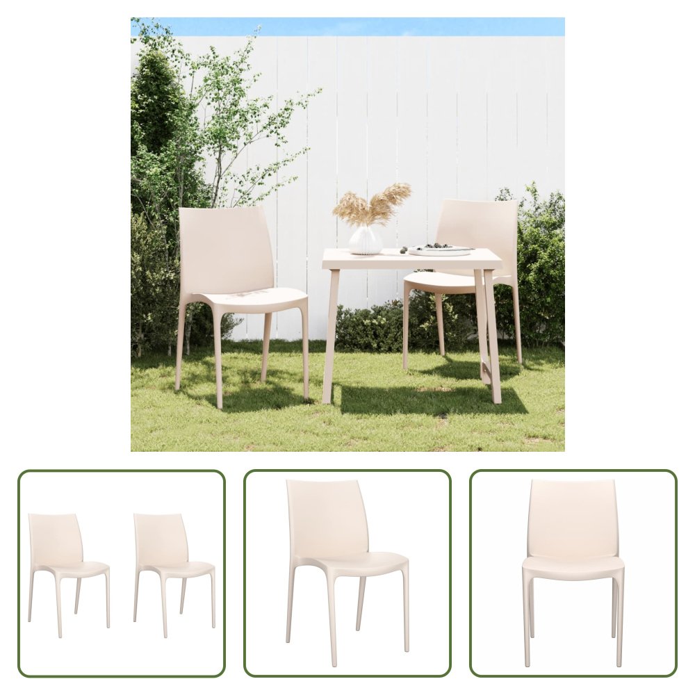 The Living Store Krzesła ogrodowe 2 szt. Kremowy 50x46x80 cm Polipropylen