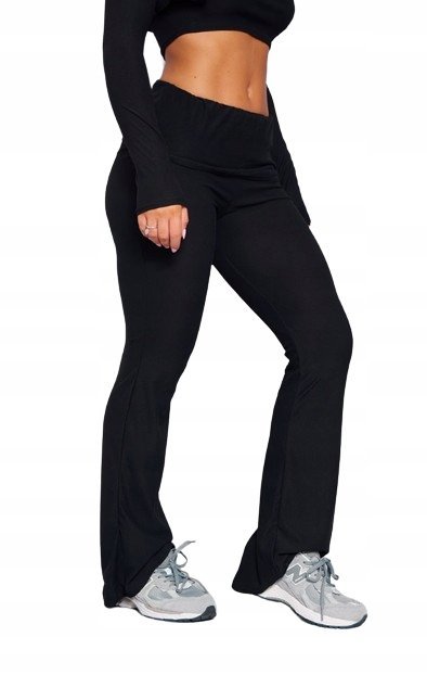 PRETTYLITTLETHING SPODNIE CZARNE DZWONY 38 EKT