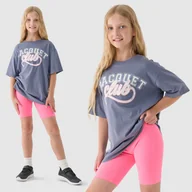 Legginsy - Legginsy Dziewczęce Kolarki 4F Dzianinowe Różowe 4FJRSS24TSTIF015 Różowy 158/164 - miniaturka - grafika 1