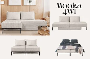 Narożnik, Sofa z funkcją spania, łóżko, szezlong, system wielofunkcyjny MOOKA 4w1, tkanina Velo Ciemnoniebieski Prawy - Narożniki - miniaturka - grafika 1