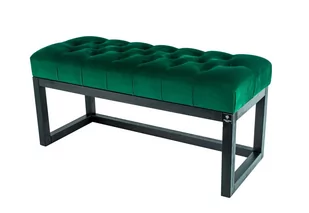 Ławka na buty LPP-2 85cm EMRAWOOD drewno lite kolor czarny siedzisko pikowane kolor zielony - Ławki do przedpokoju - miniaturka - grafika 1
