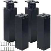 Zawiasy, okucia i inne akcesoria - Zestaw 4 regulowanych nóg meblowych, czarne nogi stołowe, 15 cm, z 16 śrubami, regulowane do szafek kuchennych i stołów - miniaturka - grafika 1