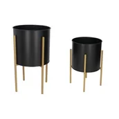 Kwietniki - Osłonka metalowa czarno-złota 2 sztuki - miniaturka - grafika 1