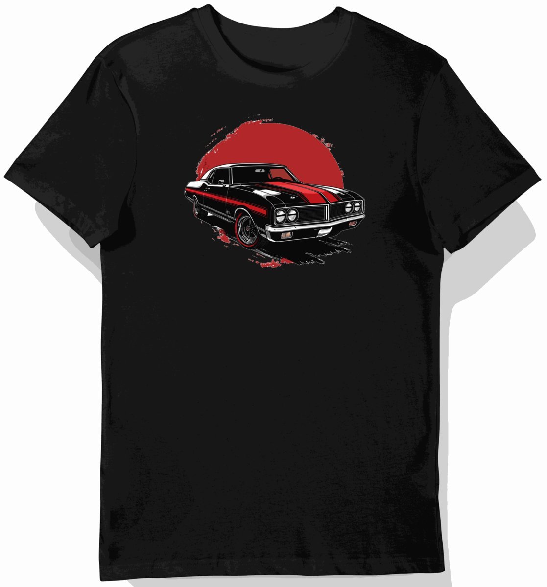 Koszulka męska czarna z dynamicznym motywem Oldsmobile 442 XXL