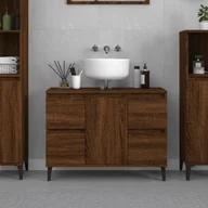 Toaletki - vidaXL Szafka pod umywalkę, brązowy dąb, 80x33x60 cm - miniaturka - grafika 1