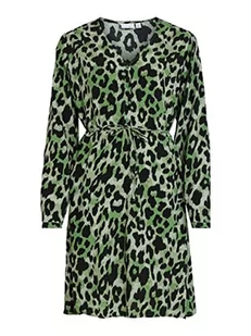 Vila Women's VIFINI V-Neck L/S Short Dress/SU-NOOS sukienka, zielony minerał/AOP: KIA, 38, Mineral Green/Aop:kia, 38 - Sukienki - miniaturka - grafika 1