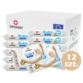 Chusteczki nawilżane - Zestaw - Chusteczki nawilżane Opharm Baby Wipes Sweet Almond 12x64 szt - miniaturka - grafika 1