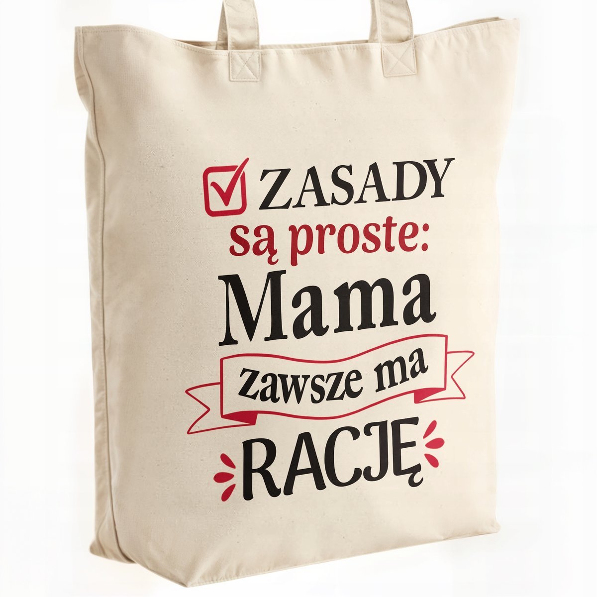 Torba bawełniana premium na zakupy Dzień Matki Prezent Zasady Są Proste